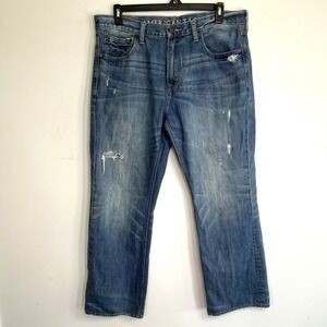 American Eagle Jeans Men's 38x32 Bootcut Distressed Medium Wash